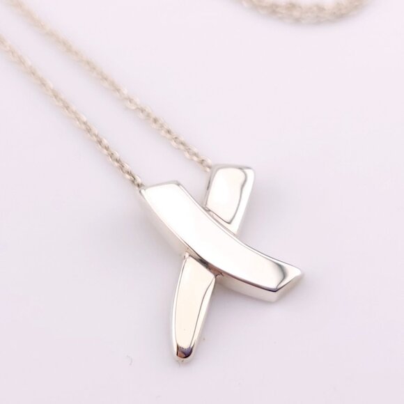Tiffany & Co. Sterling Silver Paloma Picasso X Kiss Pendant Necklace 16"inch - Picture 6 of 13